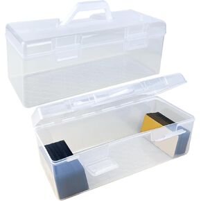IOKUKI Toploader & Standard Card Storage Box with Handle - Holds 200 Toploader Cards or 750 Regular Cards | Durable Plastic Organizer Case for TCG/CCG, MTG, Collectible Trading Cards - 2 PCS