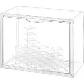 Clear Hobby Display Case for Figures, Acrylic Display Box with Magnetic Door, Dustproof Showcase for Collectibles Mini Funko Pop Popmart Action Figures (Clear-1 Pack)