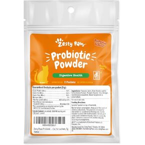 zesty paws probiotic powder - وجبة أعلى لدعم الجهاز الهضمي ، ودعم الجهاز المناعي - premium de111 بروبيوتيك للنباتات الأمعاء الصحية - الألياف الأنيولين والخميرة - نكهة اليقطين - 30 ct