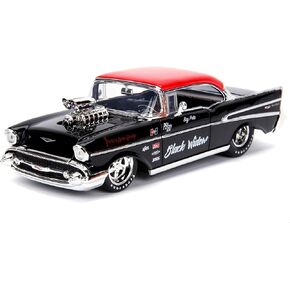 Jada Toys Big Time Muscle 1:24 1957 Chevy Bel Air Die-Cast Car (Black/Red)