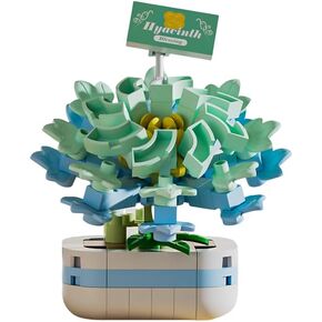 Blue Enchantress Potted Plant Building Blocks Set - DIY Bonsai Flower Toy for Home Decor, Creative Desktop Botanical Construction Kit for Kids and Adults