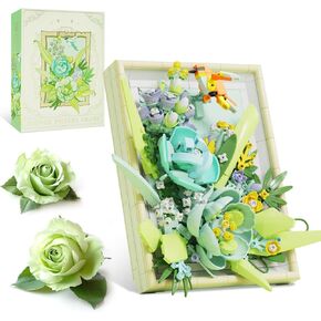 Flowers Building Set for Adults, Compatible with Lego Flowers Roses Plants Picture Frame, Botanical Collection Wall Art Home Office Decor, Ideas Gift Building Toy for Boys Girls (656 PCS)
