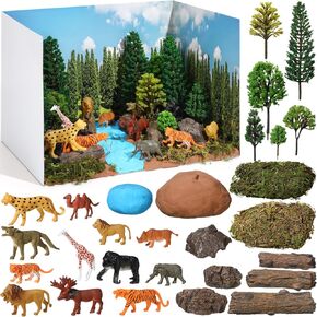 55 قطعة من الغابات المطيرة Diorama Kit Rainforest Diorama Supplies تشمل أشكال الحيوانات النموذج