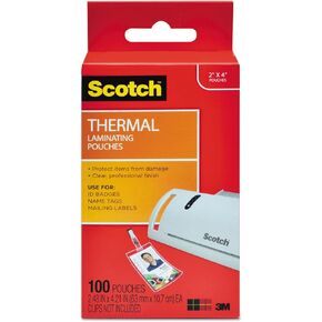 Scotch Thermal Laminating Pouches, 100 Count, Clear, 5 mil., Laminate Homemade Ornaments, Christmas Banners and Gift Tags, Ideal Holiday Supplies, Fits ID Card Sized (2.4 in. × 4.2in.) Paper