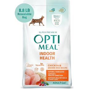 OPtimeal Skin & Sensitive Stomach Cat Food - Proudly Ukrainian - Healthy Cat Food Dry Recipe for Skin & Digestive Support, Tasty Dry Cat Food for Pets (8.8 lbs, Salmon & Brown Rice)