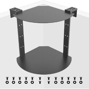 2 Layers Desk Partition Corner Adjustable Suspended Metal Rack, Large Size 14.5 inches，Office Cubicle Shelf, Adjustable, Large Space,Black Hanging Cubicle Accessories for Office Decor,Black