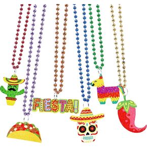 JOYIN 12 PCS Cinco de Mayo Beaded Necklaces for Party Decorations, Fiesta Beaded Necklace for Mexican Themed Bachelorette Party Favors, Photo Props Carnivals Event Decorations