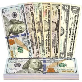 105-Piece Fake Money Prop Money Play Money Set for Movie Props, Photography, Educational Play, Magic Tricks.