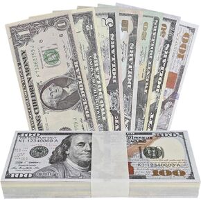 140 Pieces Prop Money Play Money Set, Fake Money for Pretend Play, Number, 20 Pieces per Denomination
