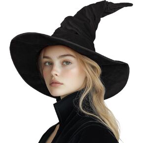 MCJC Witch Hat للبالغين ، Ruched Wide Brim ، ملحق أزياء حفل Masquerade Halloween
