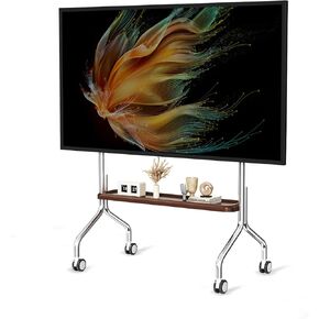 Mobile TV Cart Rolling TV Stand for 32 to 75 Inch LCD LED OLED Flat Panel Screens, Stainless Steel Portable Floor TV Stand with Locking Wheels Hold Up to 110 Lbs Max VESA 600x400mm