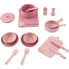 Silicone Play Kitchen Accessories, Toddler Kitchen Playset, Kids Kitchen Set Pretend Play Toys, Kids Pots and Pans Playset, for Toddlers Boys and Girls
