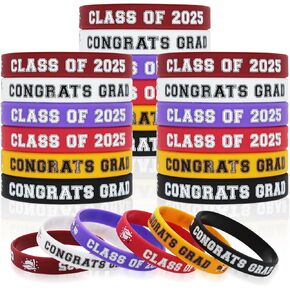 Class of 2025 Graduation Party Favors Bulk 30PCS Congrats Grad Rubber Graduation Bracelets Supplies Silicone Wristbands Graduation Gifts for Teen Students Classroom Prizes Graduation Decorations 2025