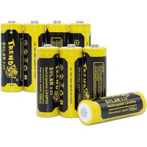 TRENDBOX 14430 3.2V 450mAh Battery LiFePo4 Rechargeable Solar Batteries for Outdoor Garden Light 6 Pack
