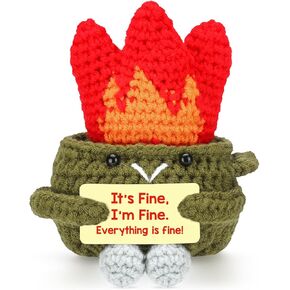 OCCdesign Mini Dumpster Emotional Fire Support Basket Essentials Stuffers Handmade Positive Crochet Gag Gift for Coworker Women Men Boss Friends Human Resources Small Birthday Stress Relief Gifts
