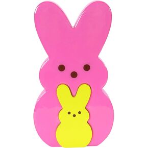 Animal Adventure | Peeps | 9" Collectible Yellow and Blue Wooden Nesting Bunnies