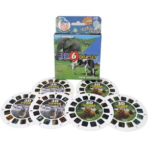 Warm Fuzzy Farm and Zoo Viewfinder Reels - Kids & Adults, Classic Toys, 3D Slide Reel, Retro Toys, 6 Slides with 42 HD 3D Images