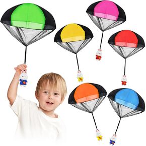 Parachute Toys for Kids, 6 Pack Outdoor Throwing Flying Toys, Unique Boys & Girls Easter Basket Stuffers