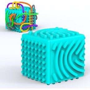 3D Sensory Activity Board - Silicone Sensory Toys, Fidget Toys for Calming, Stress, Anxiety, ADHD & Autism, Ideal for Kids 3+ & Adults with 10 Strings & Open Lid Storage, Quiet & Mess - Free