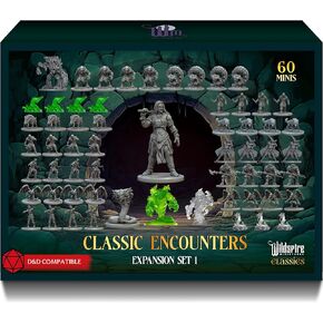 Classic Encounters - Expansion Set I - 60 Iconic DND Miniatures Bulk Monsters, Unpainted Tabletop RPG DND Minis, D&D Miniatures, Fantasy Figurines, Dungeons & Dragons Minis, 28mm, Assembled Unprimed