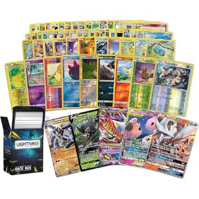 Pokémon 100 Pokemon Card Lot with Legendary Ultra Rare Cards- حزمة مع مربع سطح LCC