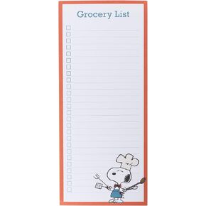 Graphique Snoopy Chef Grocery List Notepad, 100 Tear-Away Sheets for Shopping, Writing Pad for Kitchen, Office, Fun Gift