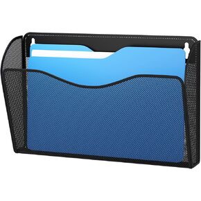 3 Pack Wall File Organizer, Mesh Haning Wall File Holder, Wall Mounted Mail Organizer for Office/Home, Black