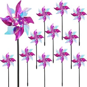 Winemana 12 PCS عاكسة pinwheels في الهواء الطلق ، مغازل الرياح من أجل الفناء والحديقة ، طيار طارد الطيور براقة الطيور تخويف ، أجهزة رادع لزخارف الربيع الفناء الخارجي (الفضة)