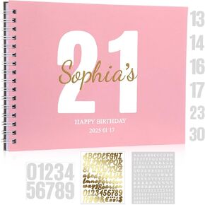 DIY Birthday Guest Book with Number Letters Stickers for All Ages Wedding Graduation Funeral Anniversary Bridal Shower Signature Photo Scrapbook Gifts for Women Men Reception(Black)