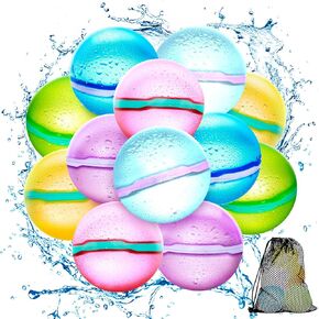 【12 Pack】Magnetic Reusable Water Balloons Fast Refillable for Kids Outdoor Activities, latex-free Kids Pool Beach Bath Toys, Self-Sealing Water Bomb Quick Fill for Summer Games
