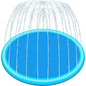 SLOOSH Non-Slip Splash Pad Sprinkler - Outdoor Water Toys Play Mat for Toddlers Kids Dogs, Outside Thickened Sprinkler Pool Party Durable Backyard Fountain for Girls Boys Pets (5ft, Blue)