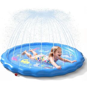 QPAU Splash Pads for Toddlers 1-3, Durable 67" Baby Splash Pad, Outdoor Sprinkler for Kids Toddler Toys, Summer Water Play Mat for Girl Boy Birthday Gift 2 Year Old
