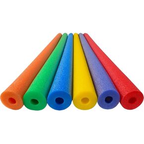 Play22 Pool Noodles Foam 6 Pack - أنبوب معكرونة قوس قزح كبير قوس قزح ، 6 ألوان شعيرية للسباحة ، متعددة الأغراض ، لعبة البلياردو ، جهاز تدريب عائم ، مساعدات تمرين ، مشاريع حرفية