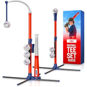 Baseball Batting Tee for Kids - T Ball Set for Toddlers 3-5, 4-6 - Tball Toys for Ages 3-4 - 3 4 5 6 Year Old Boy Birthday Gift - Toddler Outdoor Toys for 3 Year Old Boys - Gifts for 3 Year Old Boy