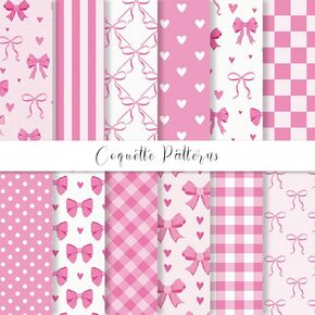 JarThenaAMCS 24 Sheets Pink Bow Pattern Paper Bowknot Heart Plaid Scrapbook Specialty Double Sided Art Paper for Girls Birthday Coquette Card Making Scrapbook Photo Album DIY Crafts, 6 x 6 Inch