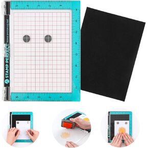 Acrylic Stamp Positioning Tool Includes Magnets and Foam Pad,9x7.2inch Stamp Positioner with Grid Lines Perfect Positioning Stamping with Clear Stamps for Card Making Scrapbooking and Other