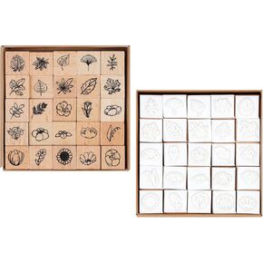 Wooden Rubber Stamp Set, Wood Stamps for Journal, Diary, Scrapbook, Planner, Letter, DIY Craft, Card Making (Emoji)
