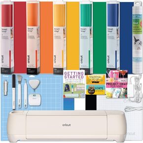 CRICUT Explore 4 Machine مع حزمة الفينيل والحديد على حزمة المبتدئين مع مواد أساسية ، ومشاريع ديكور متنوعة فينيل ، وملابس ، وملابس ، وملابس ، والملابس والملابس والشارات