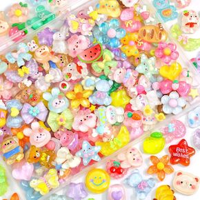 60Pcs Mixed Colors Slime Charms Assorted Cute Jelly Embellishments, Kawaii Accessories, Bulk Flatback Resin Ornament for Phone Junk Cases,Nail Art Design,Crafting Scrapbooking & DIY Decoration