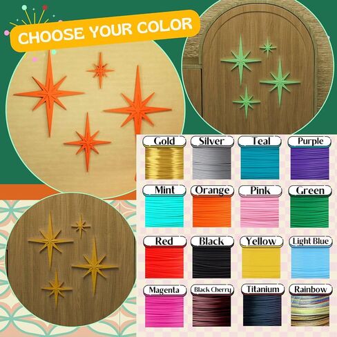 Mini Retro Style Mid Century Modern Starbursts Wall Decor MCM Midmod Home Kitchen Office Decor Vintage Look Gifts Stars Space Age Room (Teal) in Saudi Arabia