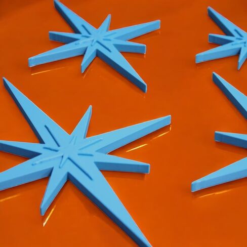 Mini Retro Style Mid Century Modern Starbursts Wall Decor MCM Midmod Home Kitchen Office Decor Vintage Look Gifts Stars Space Age Room (Teal) in Saudi Arabia