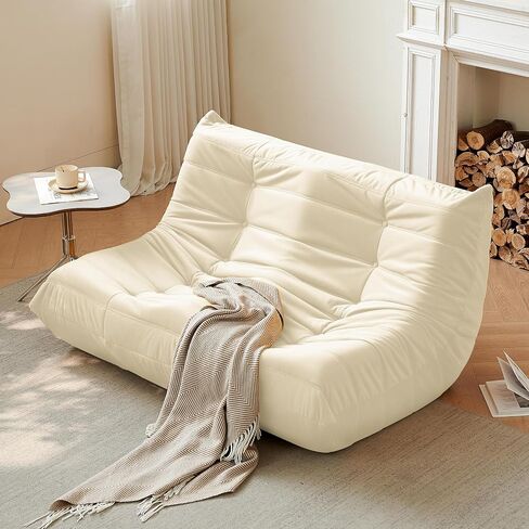 FireSide Loveseat الأريكة ، كرسي كيس فول من جلد الغزال الحديث ، أريكة الألياف الدقيقة الألياف الدقيقة الأريكة ، أريكة الزاوية ، أريكة كراسي كسول لغرفة المعيشة/غرفة النوم/صالون/مكتب ، بيج. in Kuwait