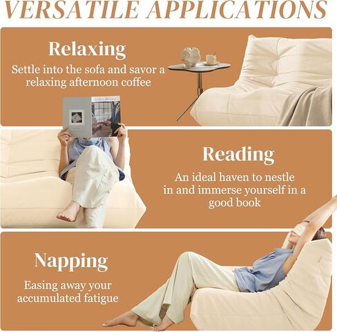 FireSide Loveseat الأريكة ، كرسي كيس فول من جلد الغزال الحديث ، أريكة الألياف الدقيقة الألياف الدقيقة الأريكة ، أريكة الزاوية ، أريكة كراسي كسول لغرفة المعيشة/غرفة النوم/صالون/مكتب ، بيج. in Kuwait