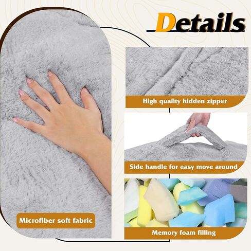 WLIVE Giant Bean Bag Chair, Bean Bag Sofa with Armrests for Adults, Bean Bag Couch with High-Density Memory Foam for Livingroom, Bedroom, Grey in Saudi Arabia