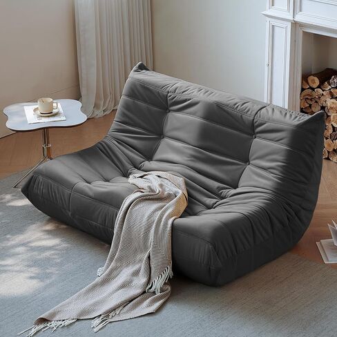 FireSide Loveseat الأريكة ، كرسي كيس فول من جلد الغزال الحديث ، أريكة الألياف الدقيقة الألياف الدقيقة الأريكة ، أريكة الزاوية ، أريكة كراسي كسول لغرفة المعيشة/غرفة النوم/صالون/مكتب ، بيج. in Saudi Arabia