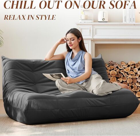 FireSide Loveseat الأريكة ، كرسي كيس فول من جلد الغزال الحديث ، أريكة الألياف الدقيقة الألياف الدقيقة الأريكة ، أريكة الزاوية ، أريكة كراسي كسول لغرفة المعيشة/غرفة النوم/صالون/مكتب ، بيج. in Saudi Arabia