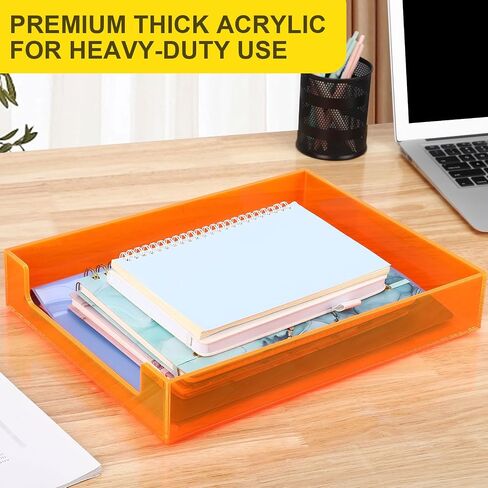 Paper Tray Acrylic File Organizer for Desk Letter Tray Desk Organizer Document Holder Sorter Storage for A4 Office Supplies Magazines, 13.8x10.6x2.4 Inches, Neon Pink in Saudi Arabia