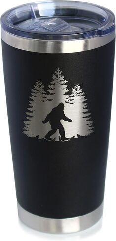 Bigfoot - Insulated Coffee Tumbler Cup with Sliding Lid - Stainless Steel Insulated Mug - Funny Bigfoot Gifts for Sasquatch Enthusiasts - Black in Saudi Arabia