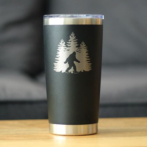 Bigfoot - Insulated Coffee Tumbler Cup with Sliding Lid - Stainless Steel Insulated Mug - Funny Bigfoot Gifts for Sasquatch Enthusiasts - Black in Saudi Arabia