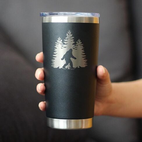 Bigfoot - Insulated Coffee Tumbler Cup with Sliding Lid - Stainless Steel Insulated Mug - Funny Bigfoot Gifts for Sasquatch Enthusiasts - Black in Saudi Arabia